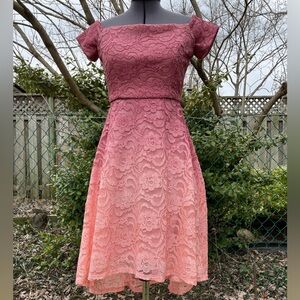 Pink Ombré Le Chateau Dress High-Low Hem Sparkly Prom Party Small